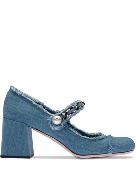 miu miu denim mary jane pumps|Denim Mary Jane pumps Denim .